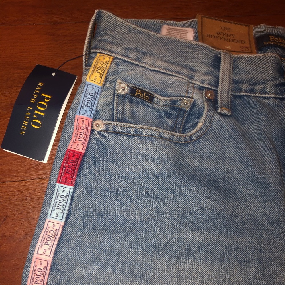 Polo by Ralph Lauren Light Blue Denim Jeans with Multicolor Ticket Trim
